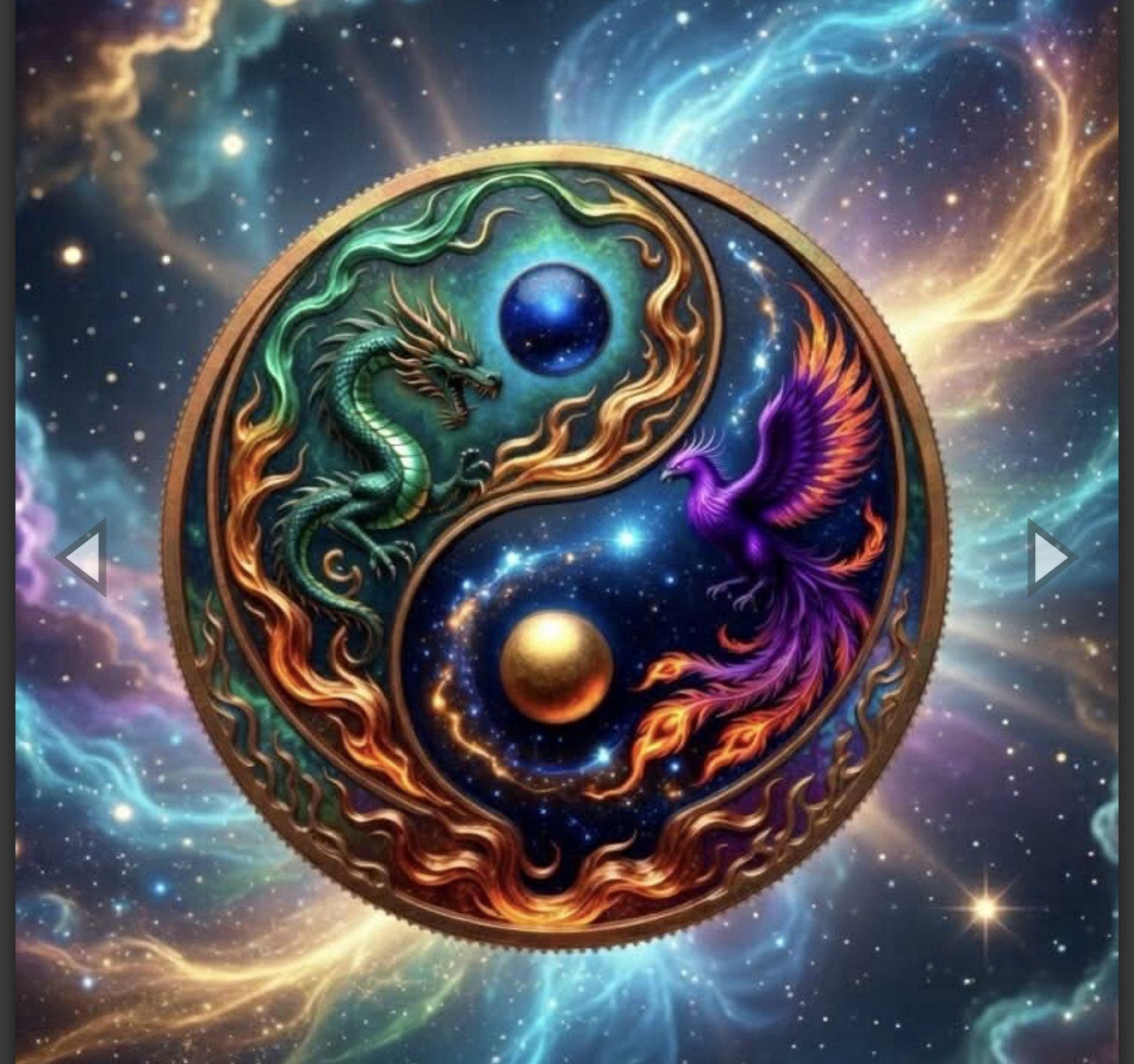 10 oz Colorized Copper Coin Dragon vs Phoenix Yin Yang Design Collectible