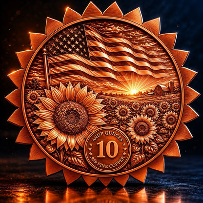 American Sunflower Colorized 10 oz Copper Medal