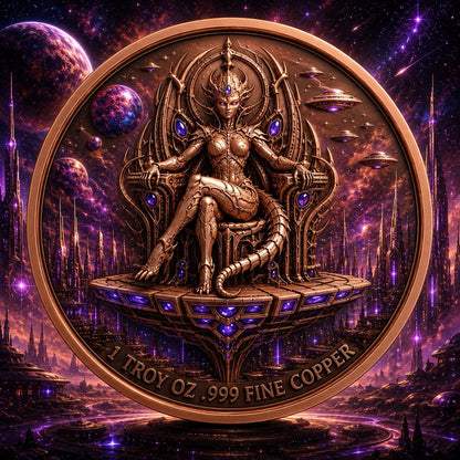 2026 Beyond the Universe: Alien Queen 1oz Copper Round  Glow effect