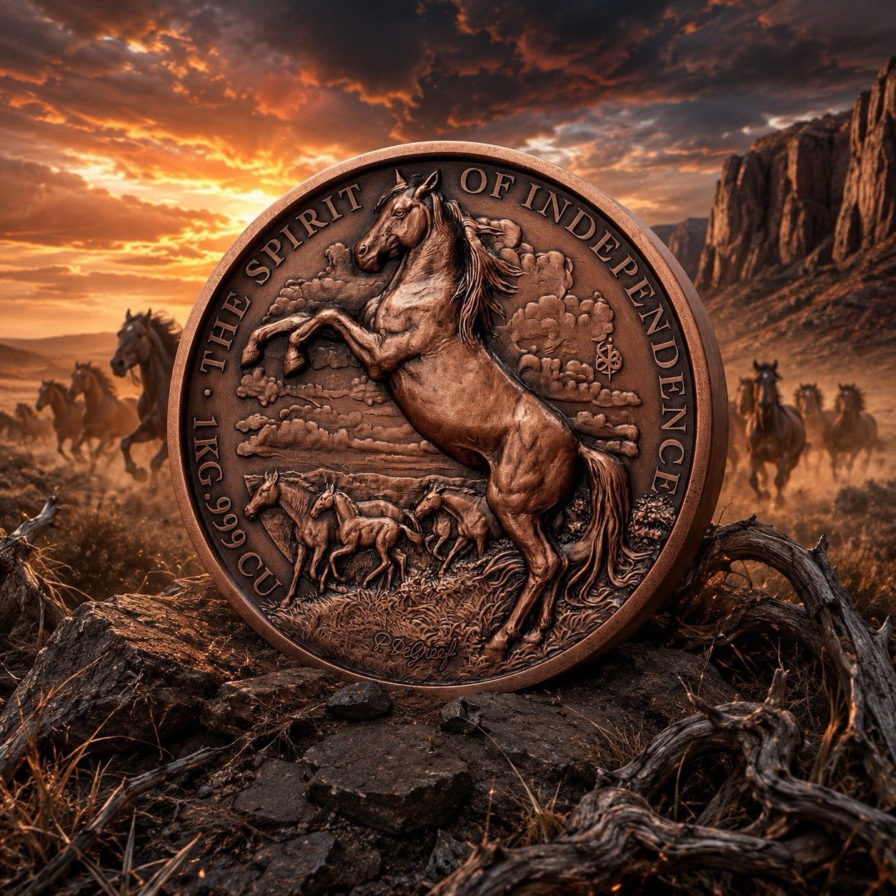 2026 Benin Mustang - Spirit of Independence 1 Kilo Copper Coin