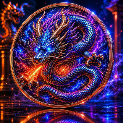 Dragon of the Cosmic Storm Colorized 5 oz Copper Round