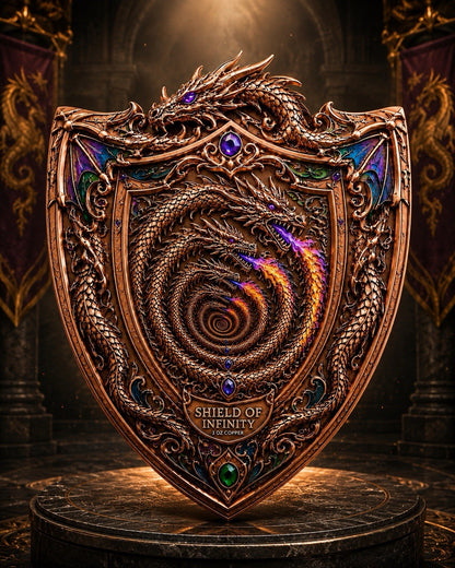 Dragon Shield of Infinity Shaped 3 oz Copper Medal