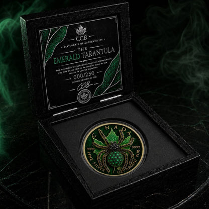 2026 Maple Emerald Tarantula 1oz Silver Coin with 3D Jewel Spider