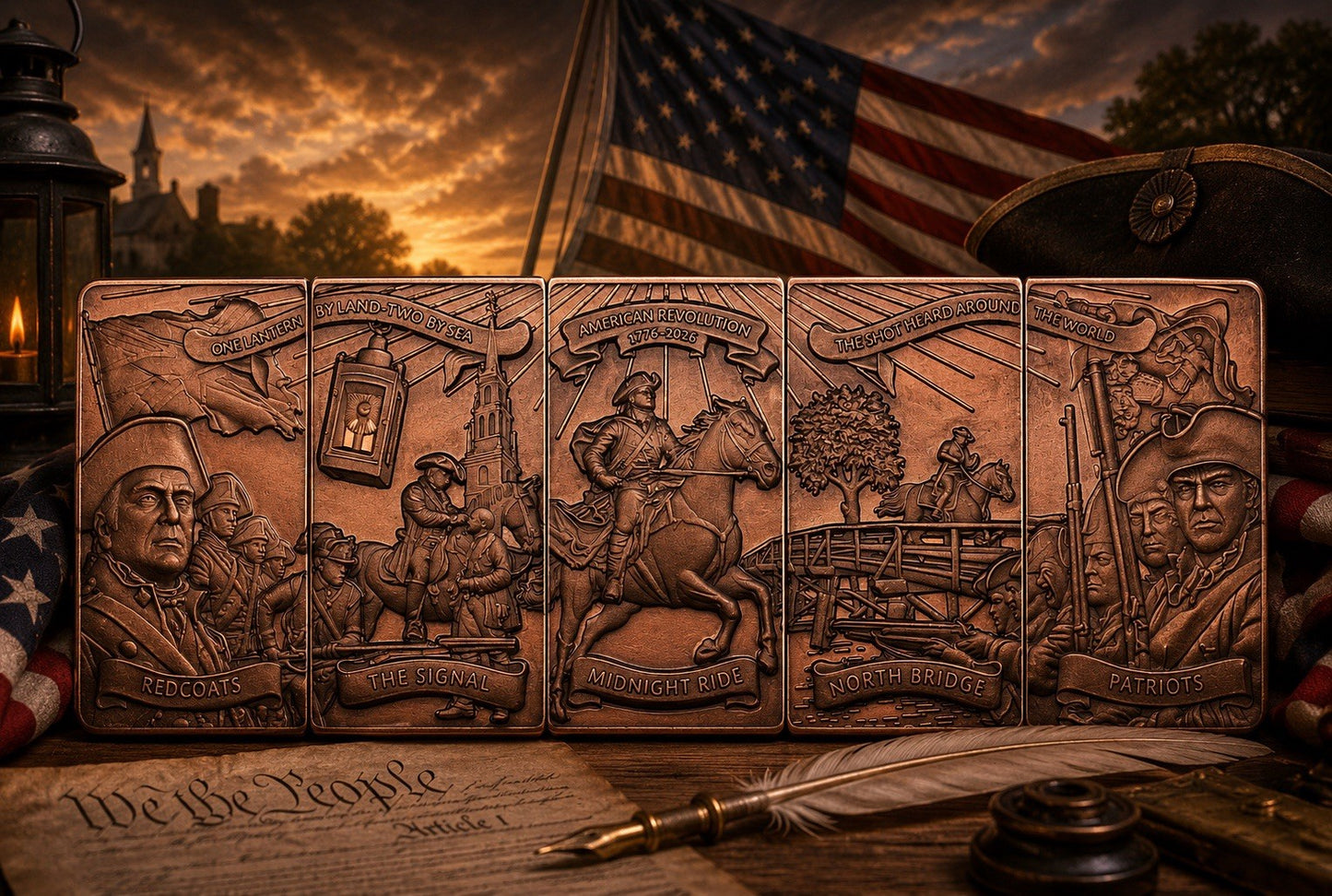 2026 Liberia American Revolution Midnight Ride 1.776 oz Copper 5-Coin PRE-ORDER