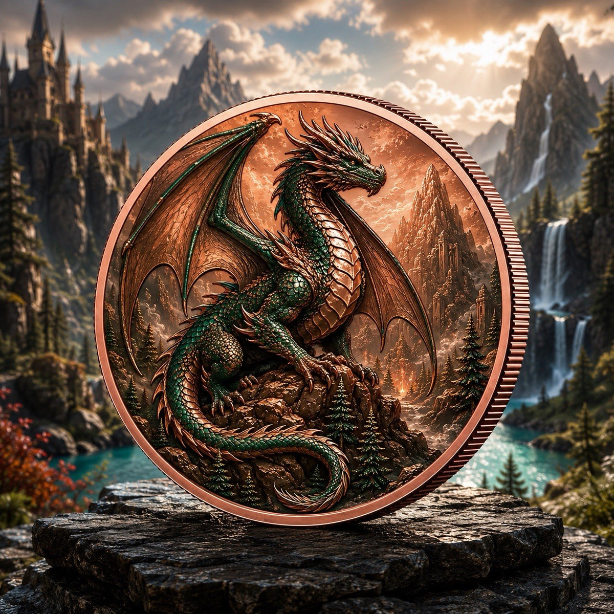 Mythical Creatures Series: Fantasy Dragon 5 oz UHR Copper Coin