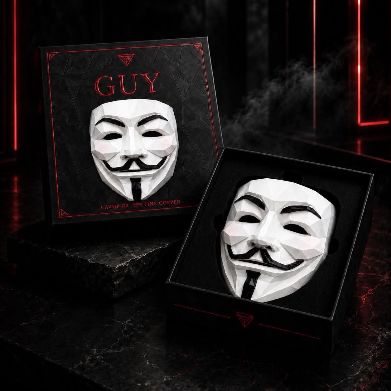 3 oz White Guy Fawkes Stackable Copper