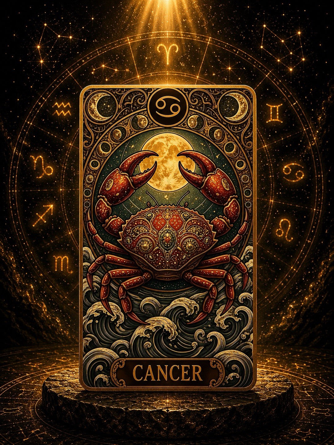 12 Constellations Zodiac Seres: 5oz Copper Art Bar,  Cancer