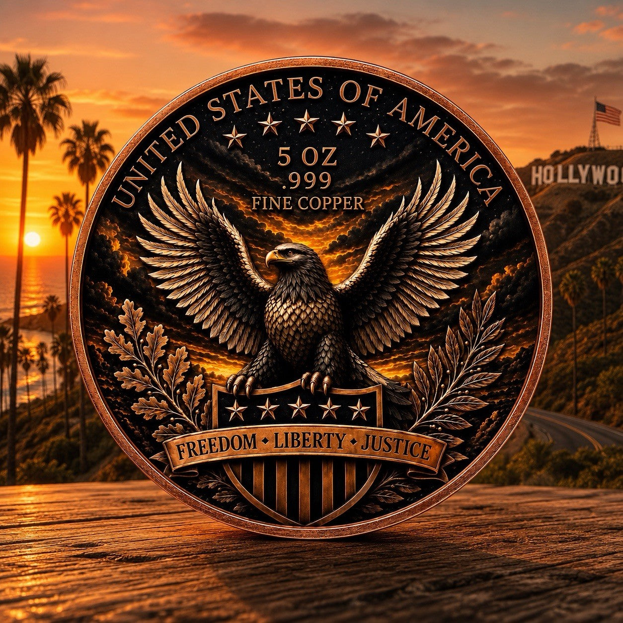 2026 Statue of Liberty Series: Sunset Lady 3D UV ACE 5oz Copper Coin