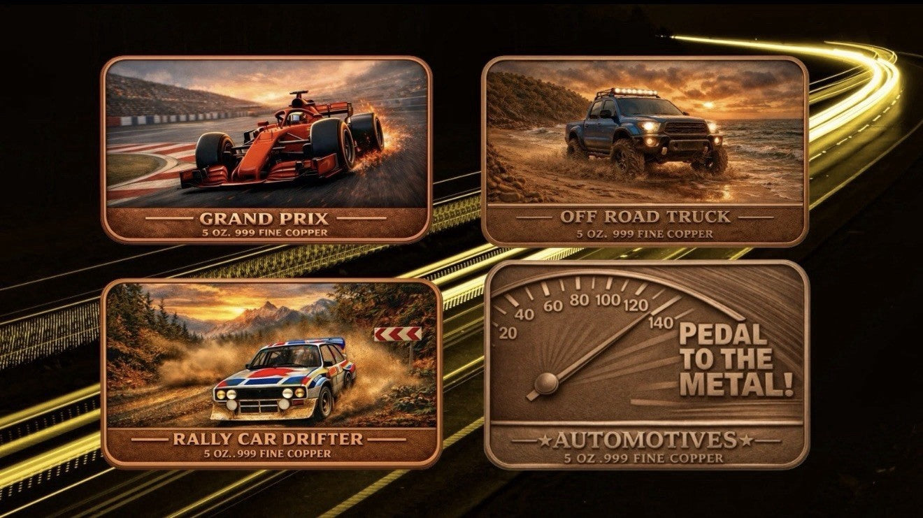 Pedal to the Metal Automotives Series 2 5 oz Copper Bar  Set Of 3