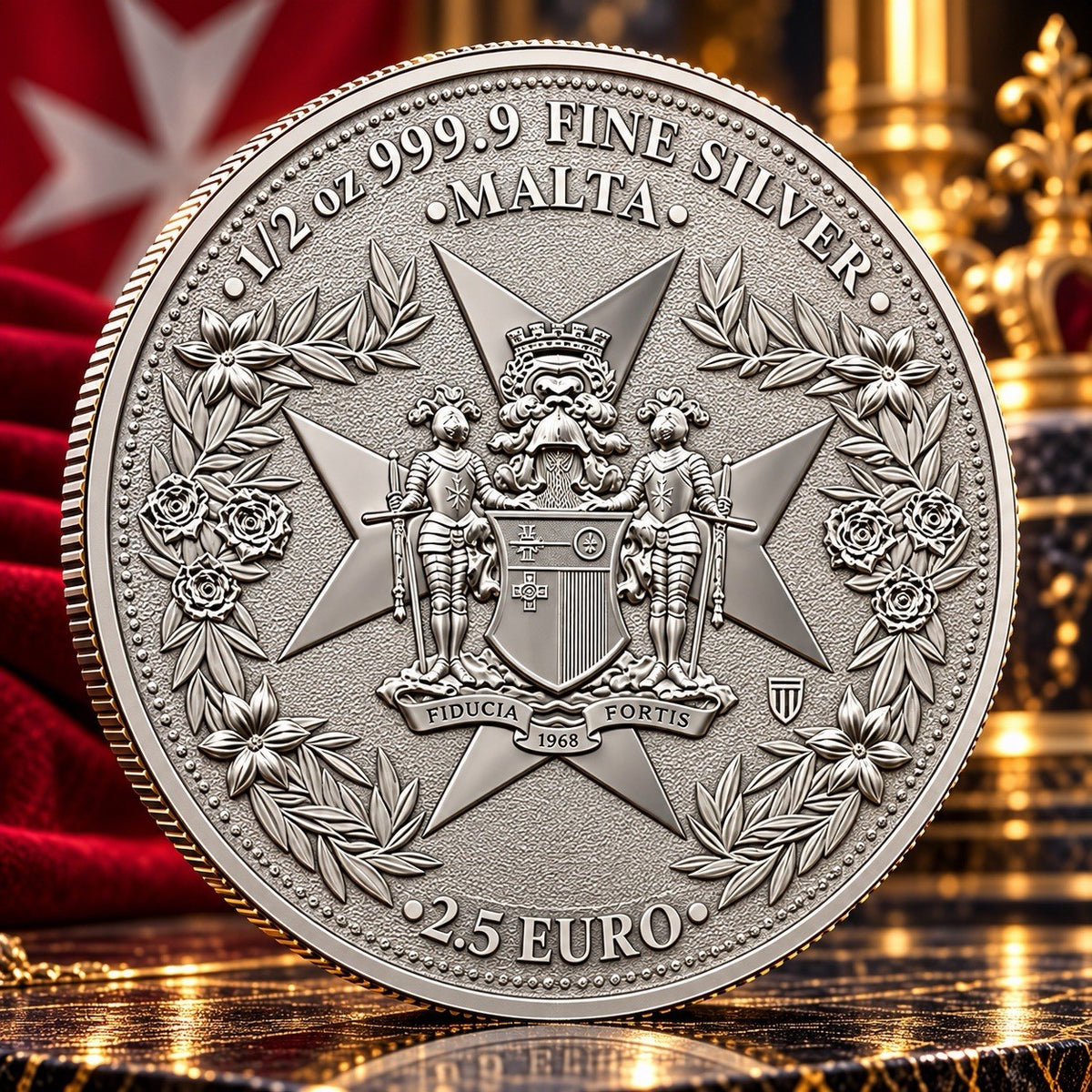 2026 Malta Golden Eagle 1/2 oz .999 Fine Silver Coin BU in Assay Card