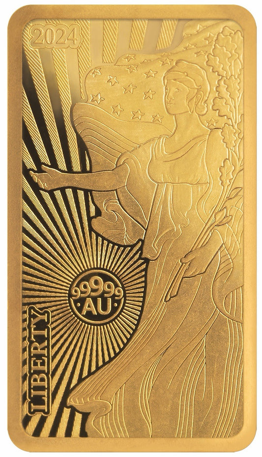 2024 Solomon Islands World's Purest Bullion Lady Liberty 1/100 Gold Bar