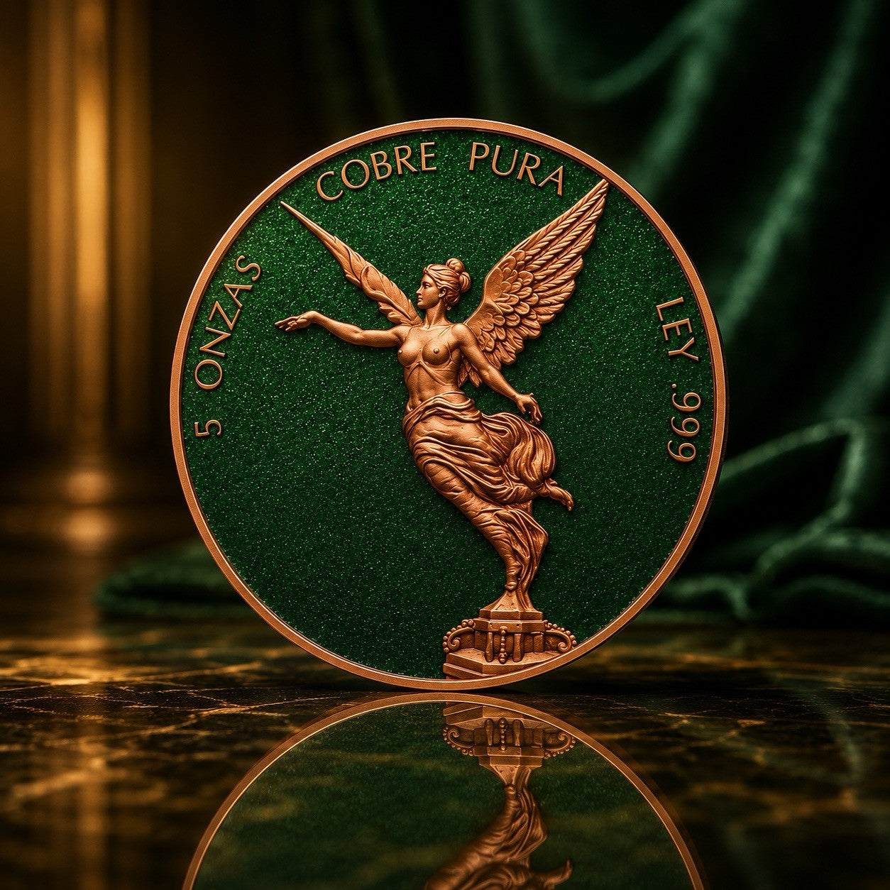 Libertad Green Diamond Dust Colorized 5 oz Copper Medal