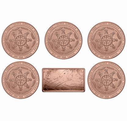 2026 Sioux Nation Native American Big Five 6 x 5 oz Copper Coin Set