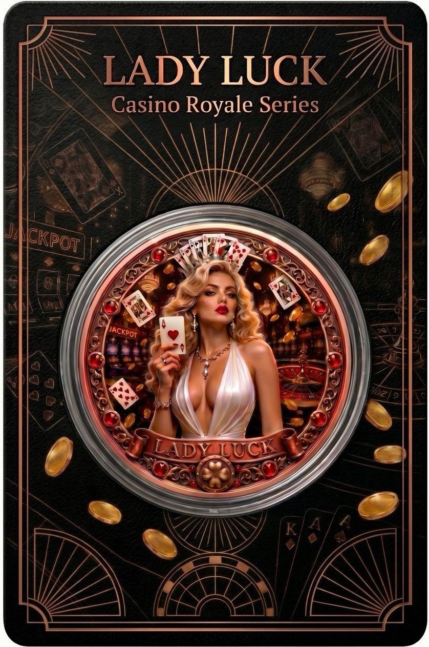 Casino Royale - Lady Luck Colorized 1 oz Copper Medal
