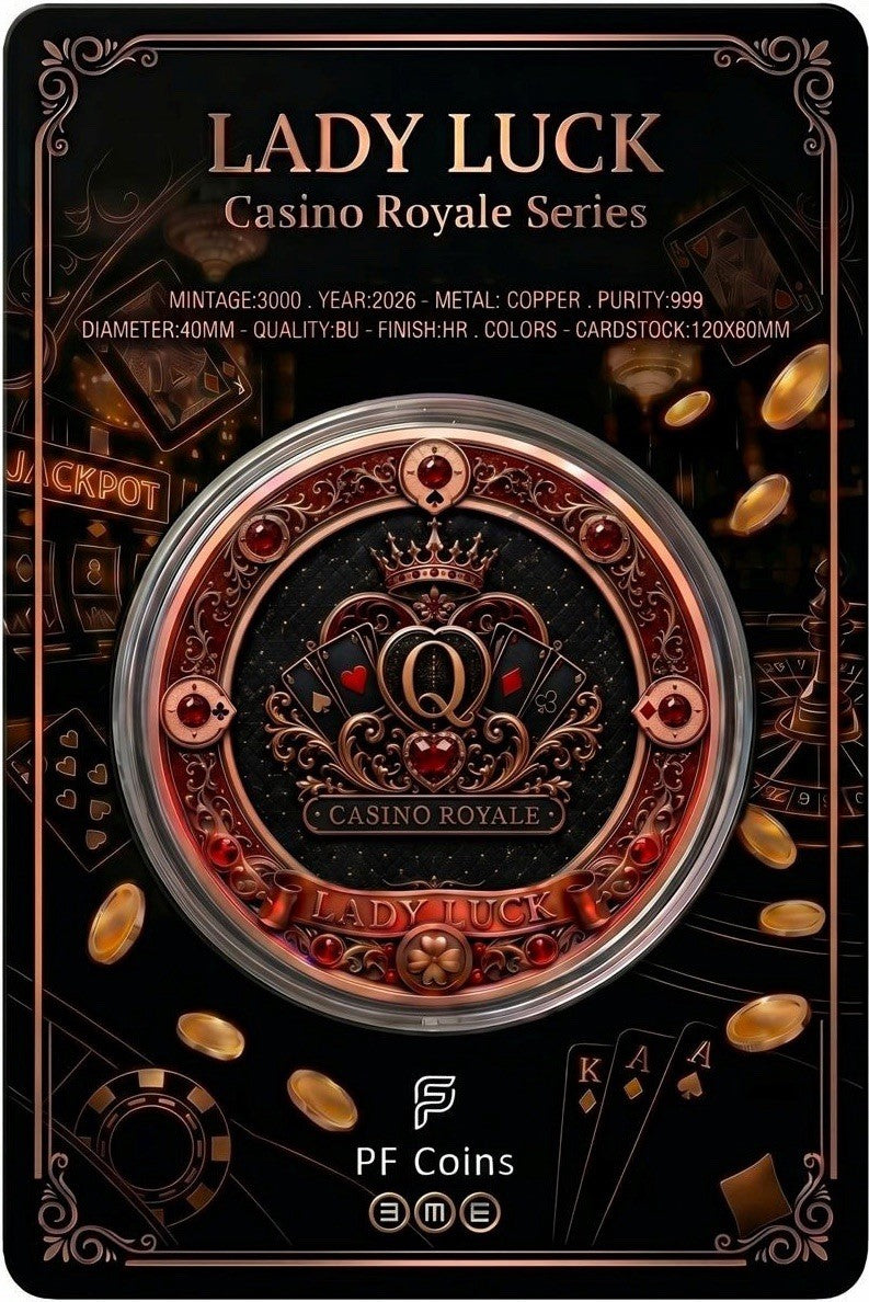 Casino Royale - Lady Luck Colorized 1 oz Copper Medal