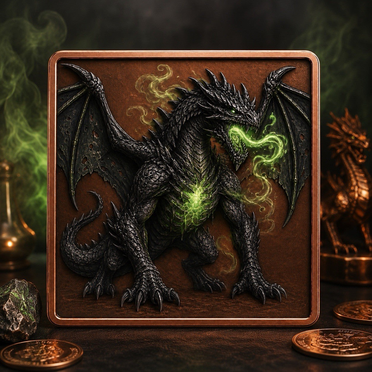 3D UHR Elemental Beasts Series: Acidic Fury 5oz Copper Bar
