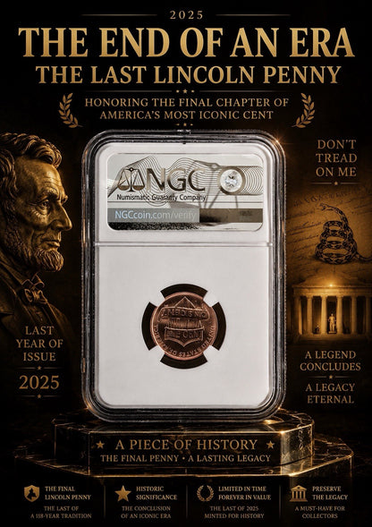 2025-D U.S. Lincoln Cent Last Year of Issue NGC MS 66 RD with Don't Tread Label