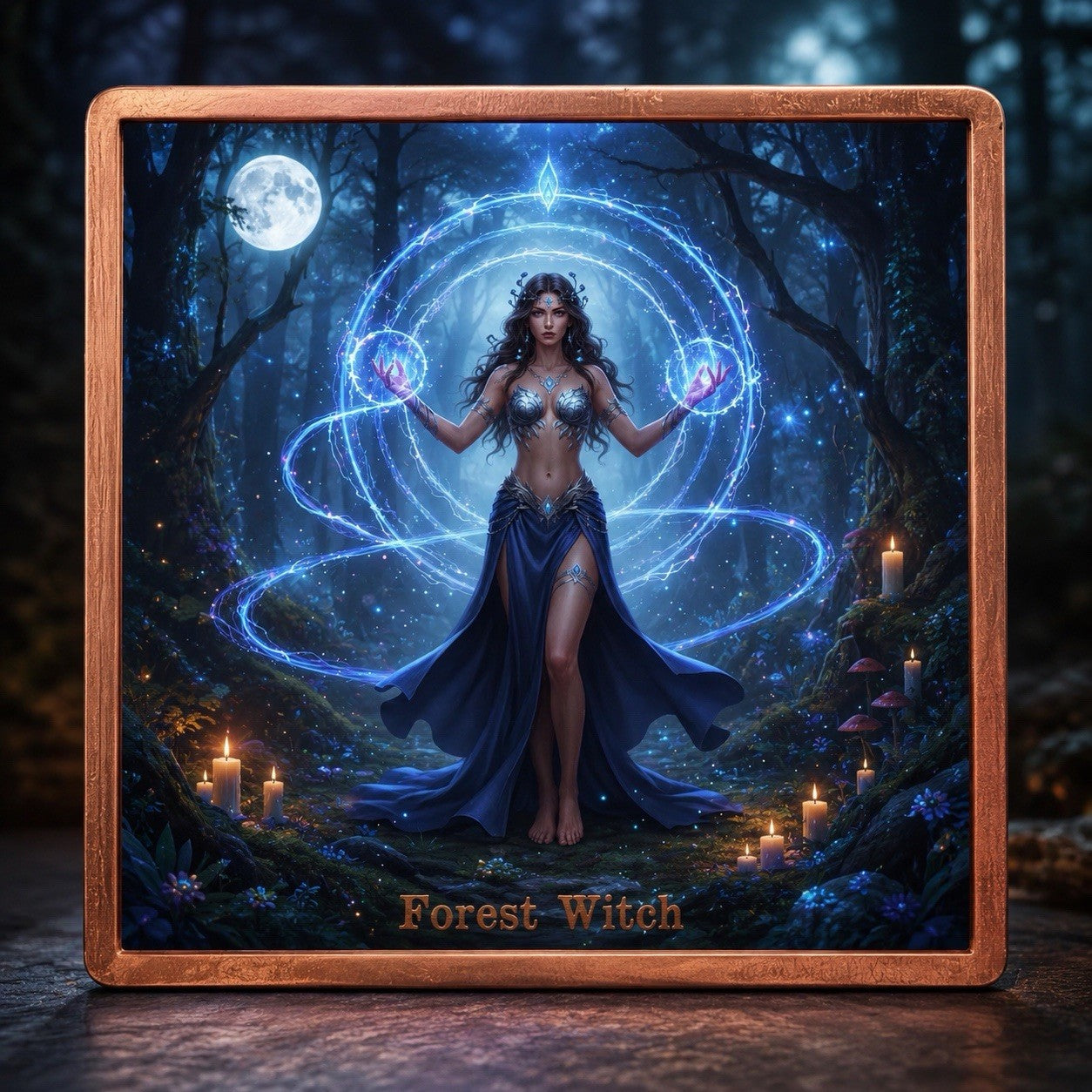 Forest Witch 5 oz .999 Fine Copper Square Art Bar in Capsule