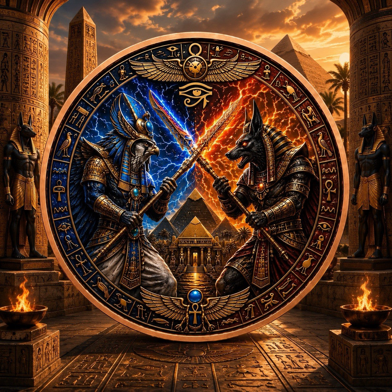 2026 The Egyptian Legacy: Horus vs Anubis 5oz UHR 3D Copper Round
