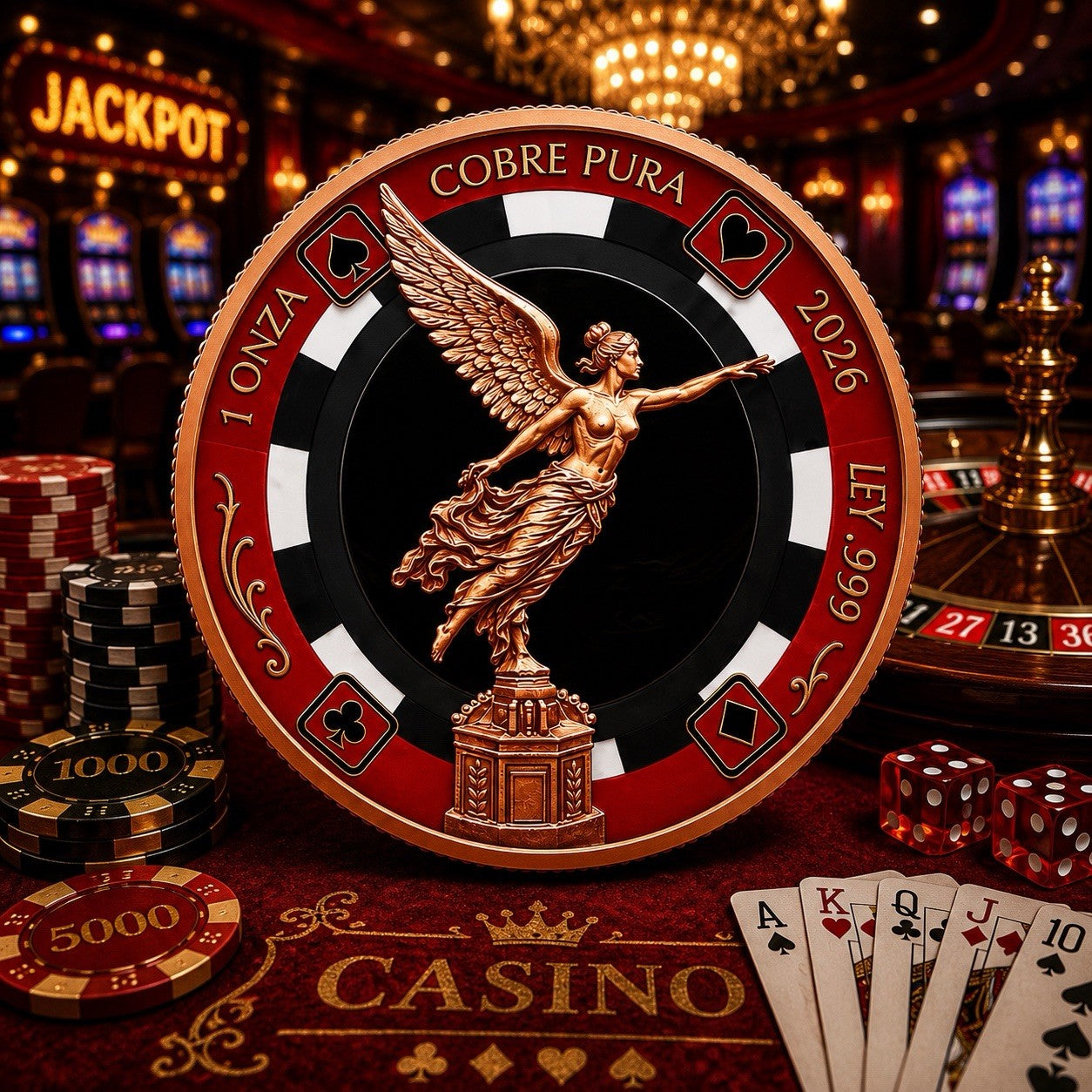 2026 Red Libertad Poker Chip 1oz Copper Coin