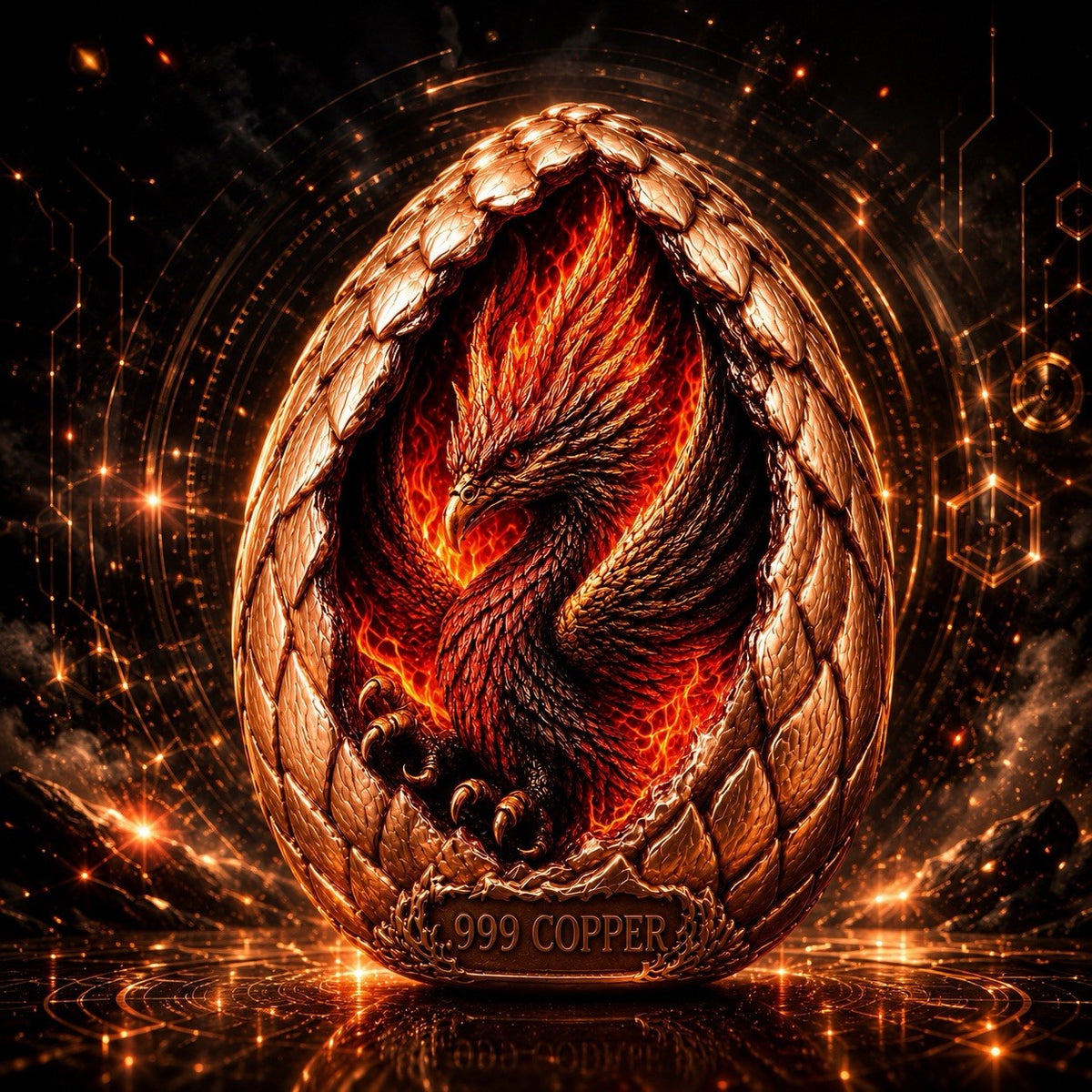 2 oz Phoenix Egg High Relief Dome Shaped Copper (PRE-ORDER)