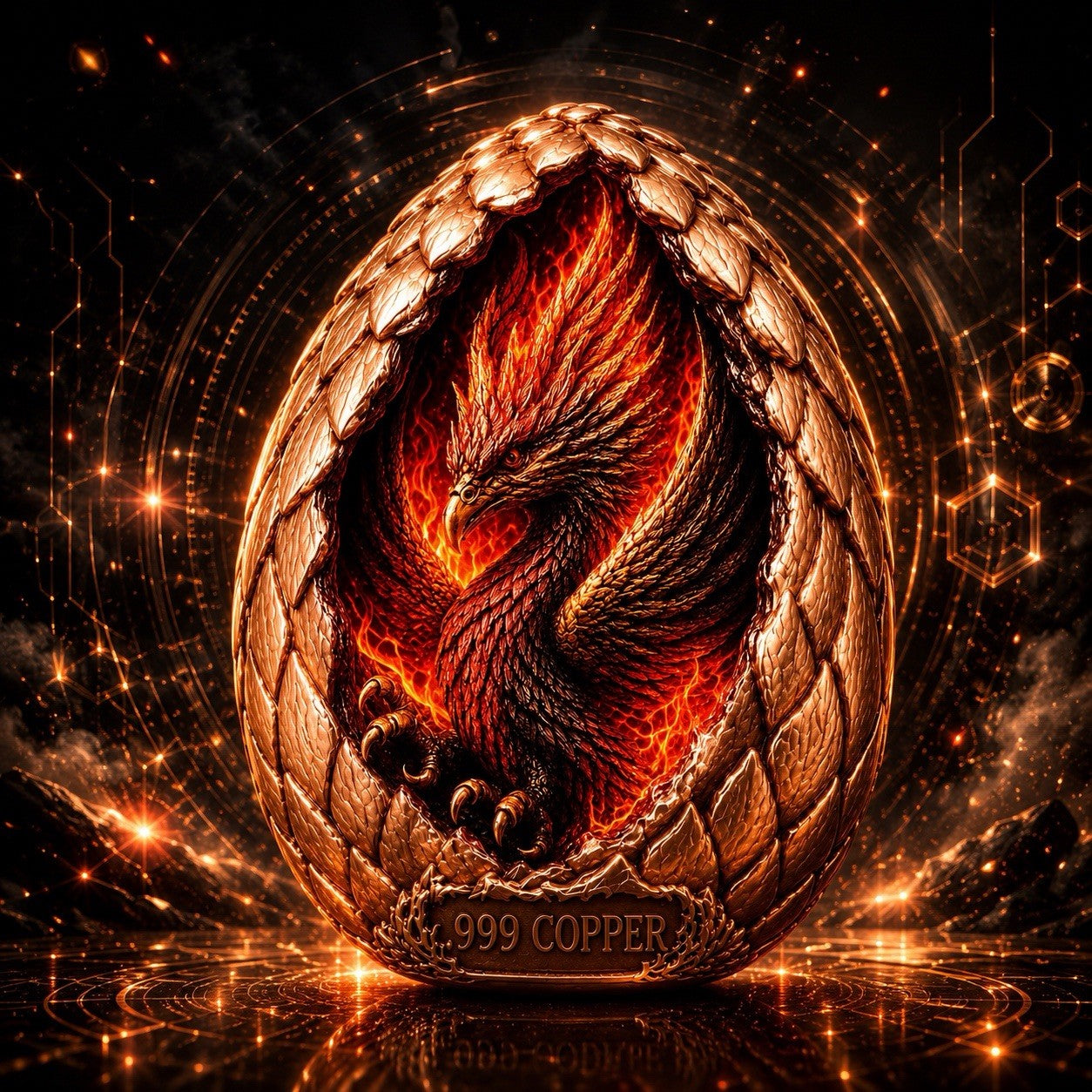 2 oz Phoenix Egg High Relief Dome Shaped Copper (PRE-ORDER)