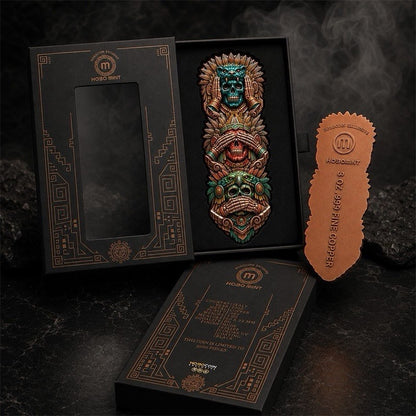 Hear No Evil, See No Evil, Speak No Evil Aztec Totem Shaped 3oz Copper