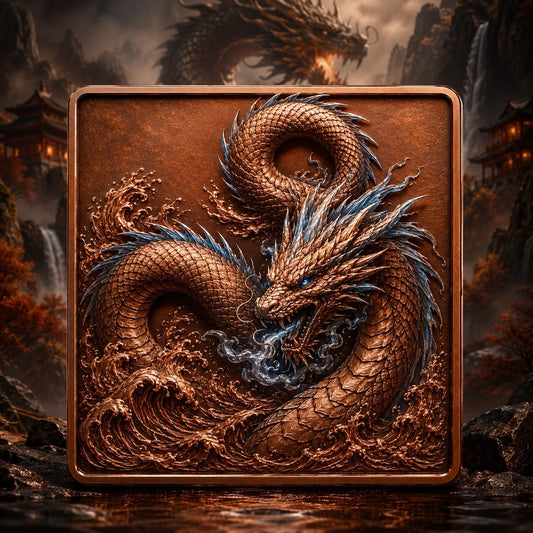3D UHR Elemental Beasts Ser The Volcanic Drake 5oz Copper Bar