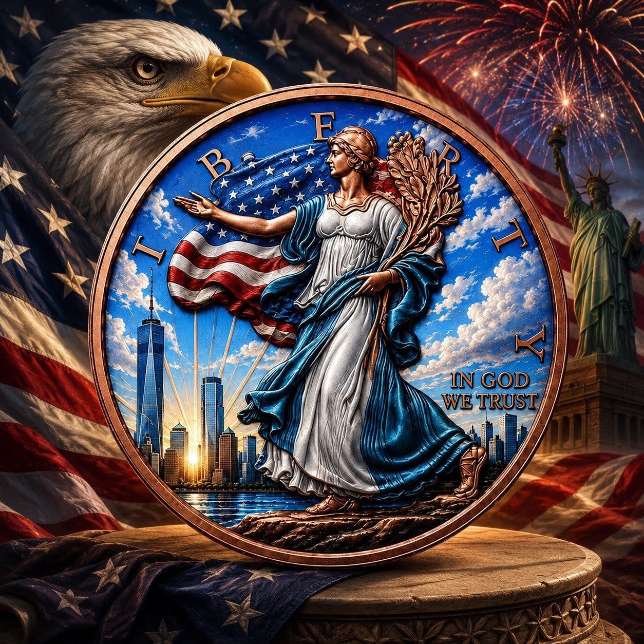 2026 Statue of Liberty Series: Freedom 3D UV ACE 5oz Copper Coin