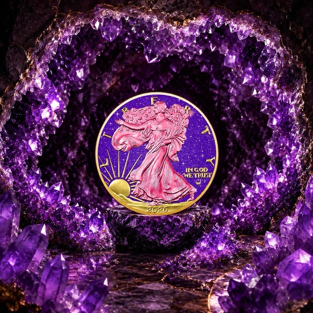 2026 American Eagle 1 oz Silver Coin Royal Amethyst Colorized Gilt Edition