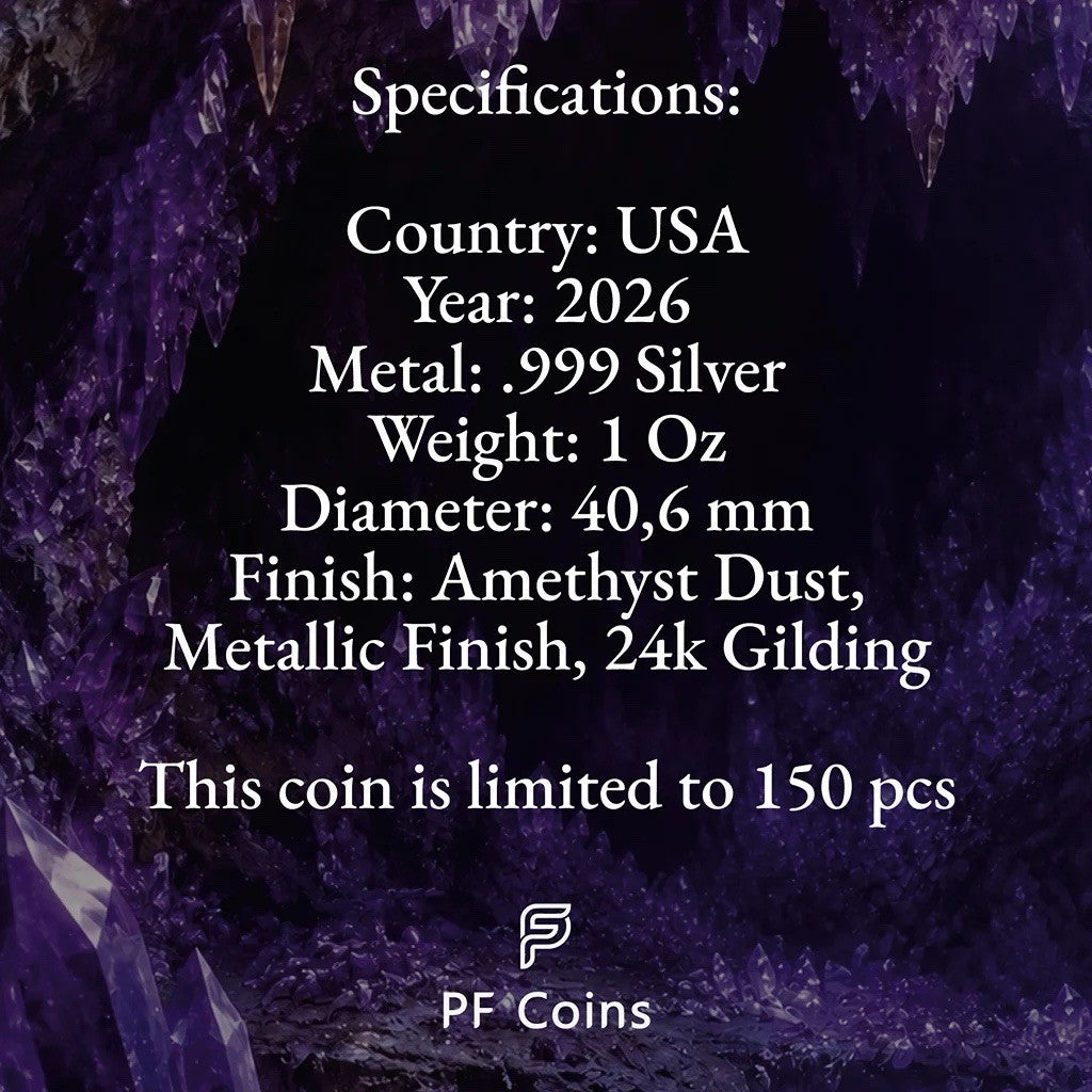 2026 American Eagle 1 oz Silver Coin Royal Amethyst Colorized Gilt Edition