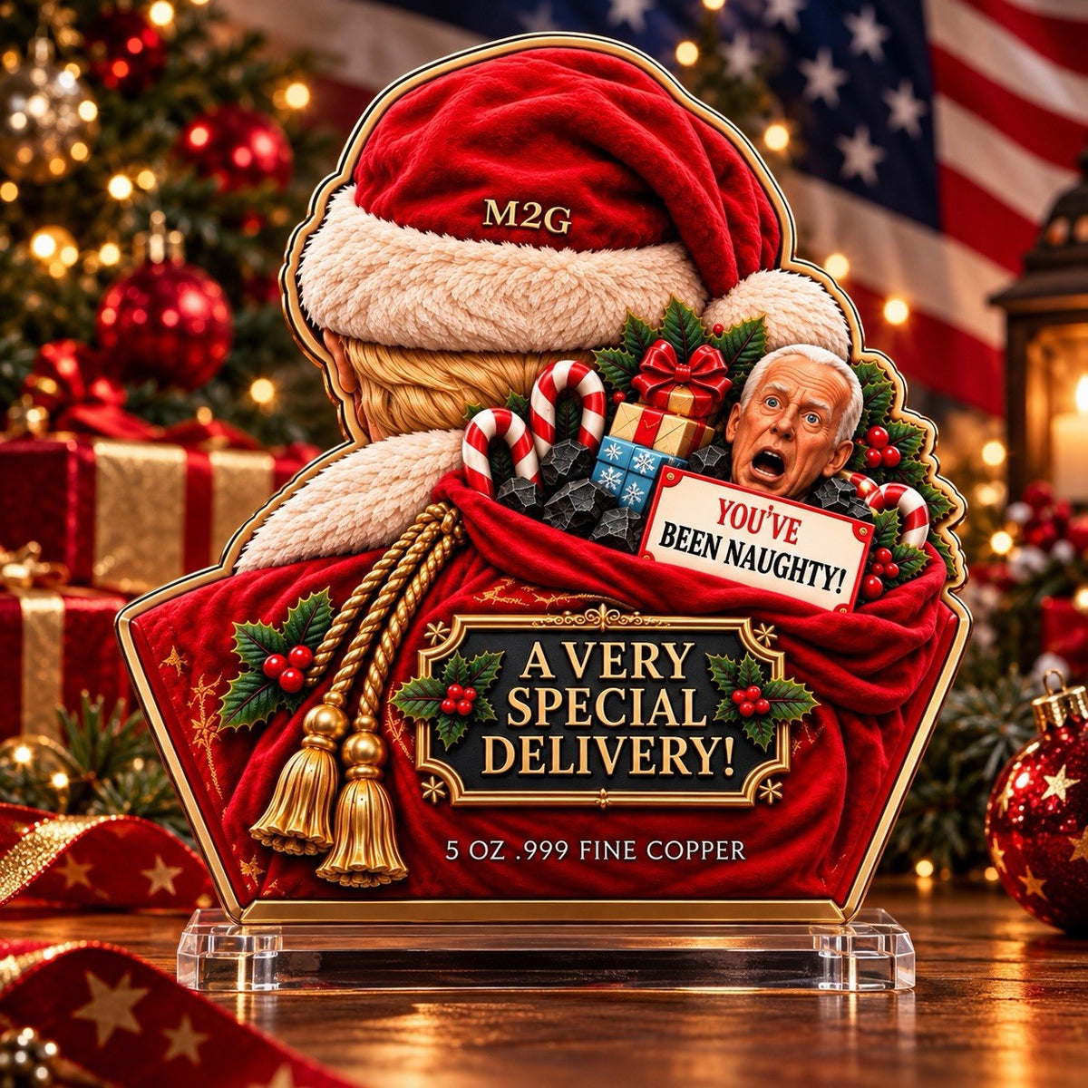 Santa Trump - A Very Special Delivery 5 oz Copper Bust Medal in Capsule