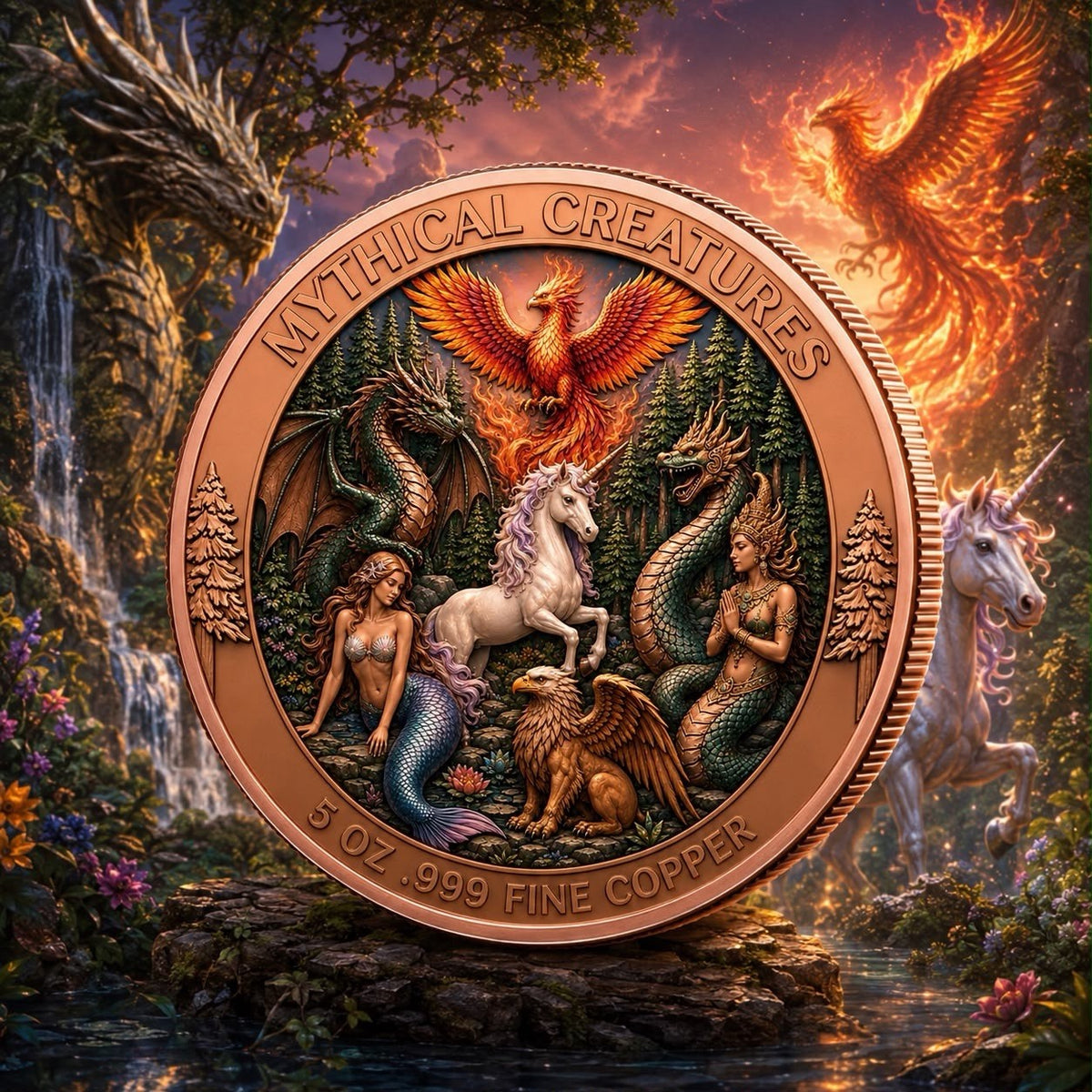 Mythical Creatures Series: Fantasy Noga 5 oz UHR Copper Coin