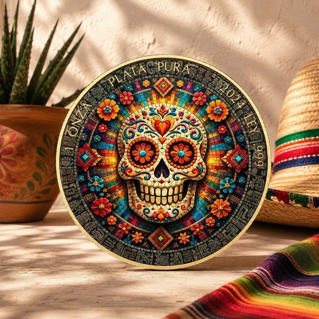 2024 Mexico Libertad Mosaic Sugar Skull Edition 1 oz Silver Coin
