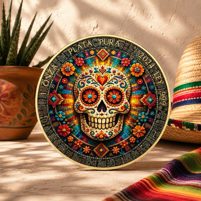 2024 Mexico Libertad Mosaic Sugar Skull Edition 1 oz Silver Coin