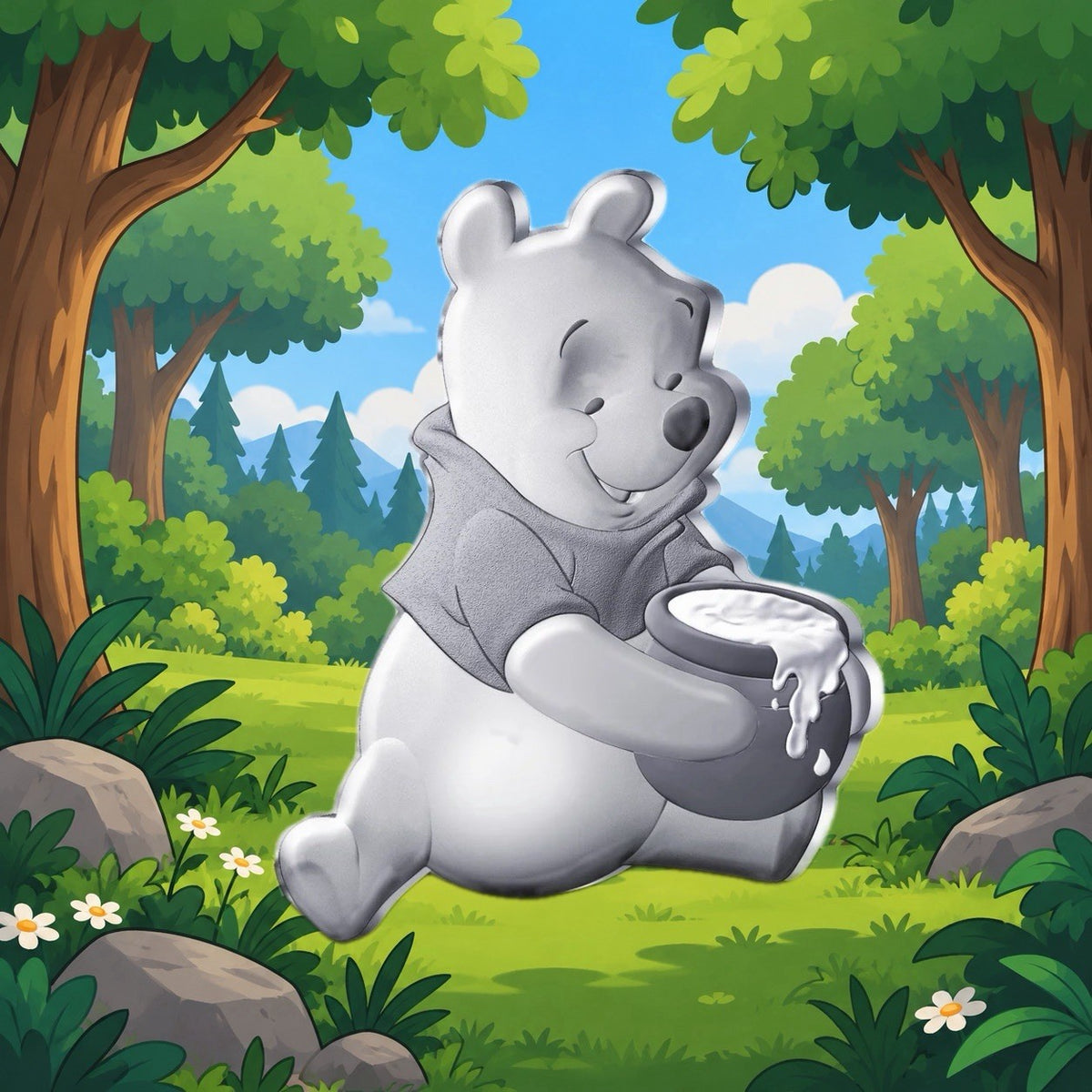 2026 France Disney Winnie the Pooh Shaped Limited Edition 22.2g Silver Coin
