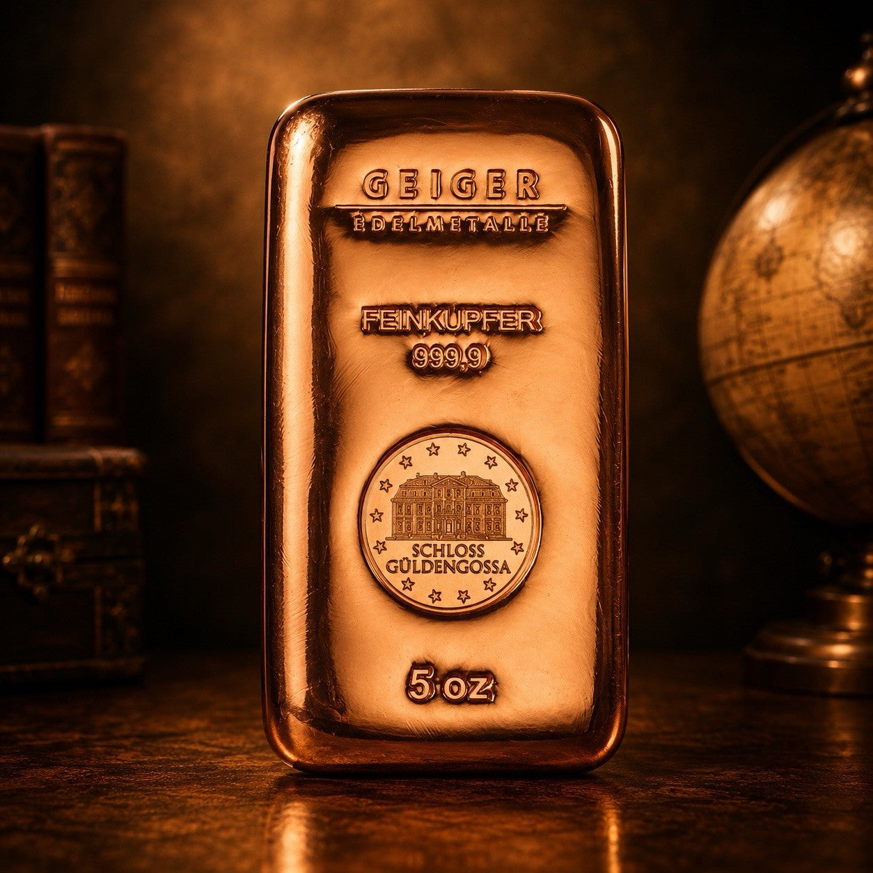 Geiger COPPER Bar 5 AVDP OZ .9999 Pure - Premium Collectible Copper Bullion