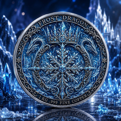 Frost Dragon The Ice Emperor Colorized 1 Kilo Copper Medal
