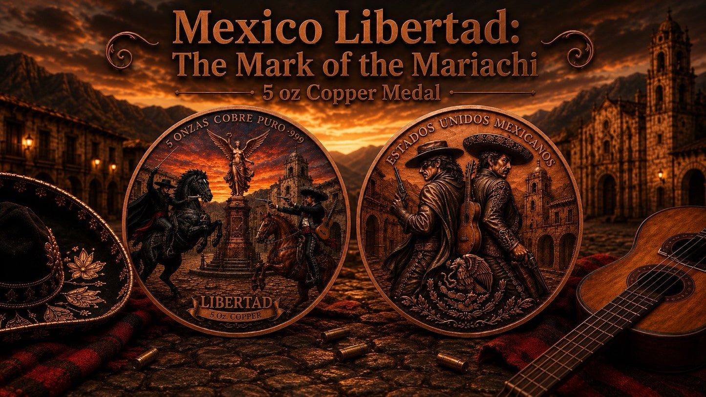Mexico Libertad Mark of the Mariachi 5 oz Copper Medal