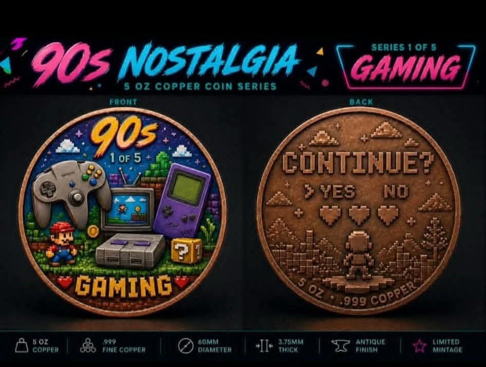 5 oz 90s Gaming Nostalgia .999 Copper Round