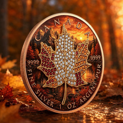 2026 Maple Seasons Autumn Bejeweled 1oz .999 Silver Coin