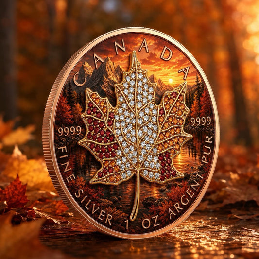 2026 Maple Seasons Autumn Bejeweled 1oz .999 Silver Coin
