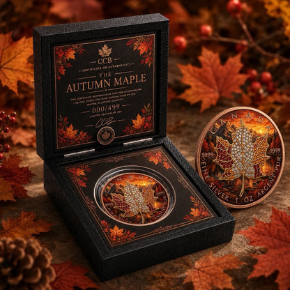 2026 Maple Seasons Autumn Bejeweled 1oz .999 Silver Coin