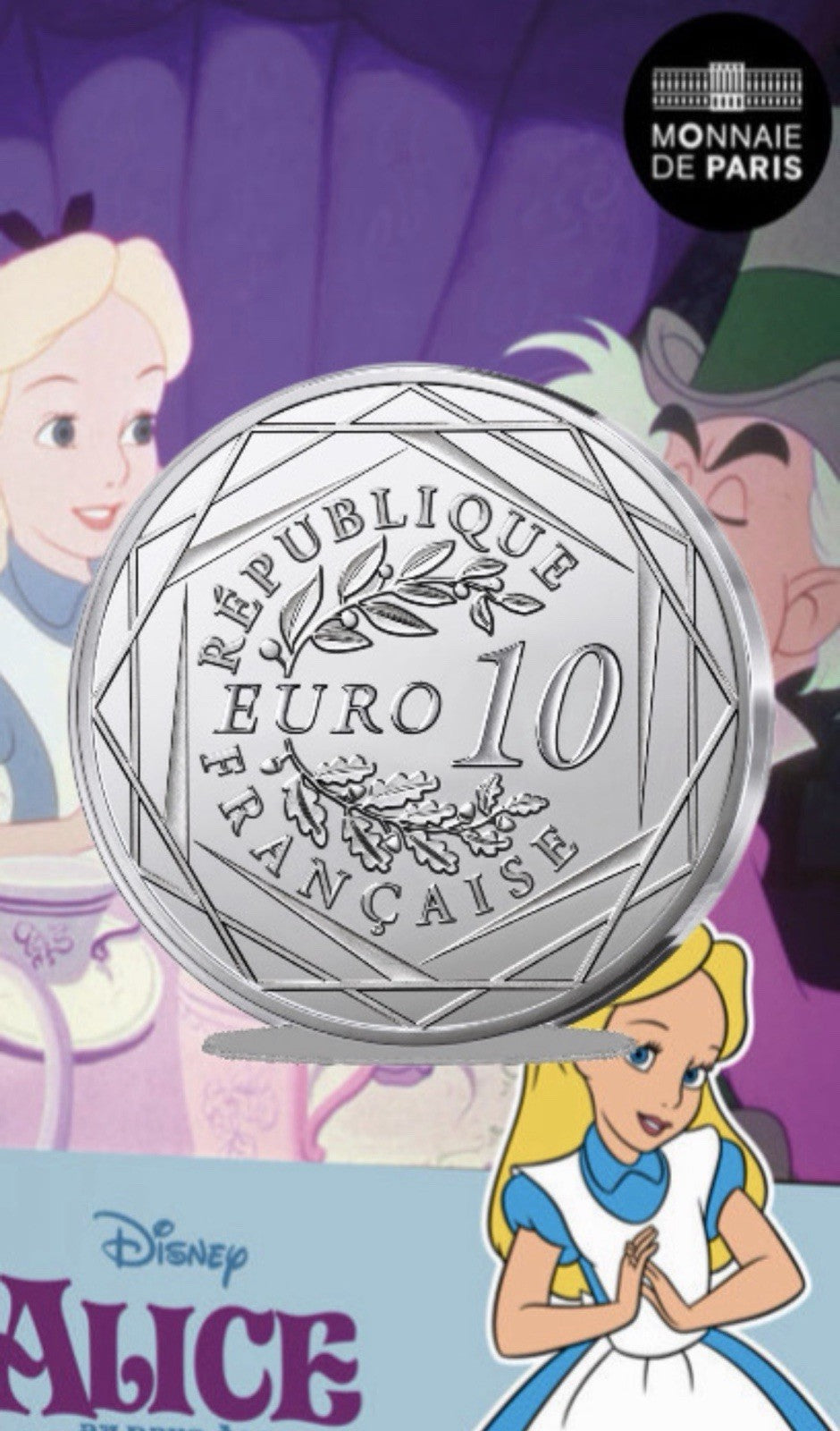 2026 France Disney Alice in Wonderland 13g .999 Fine Silver Coin, Colorized