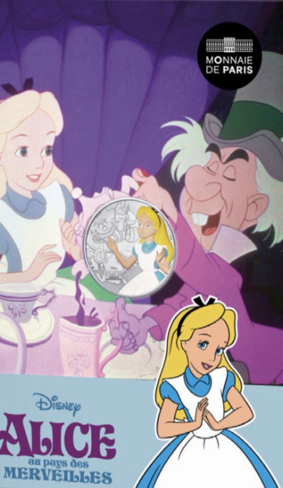 2026 France Disney Alice in Wonderland 13g .999 Fine Silver Coin, Colorized