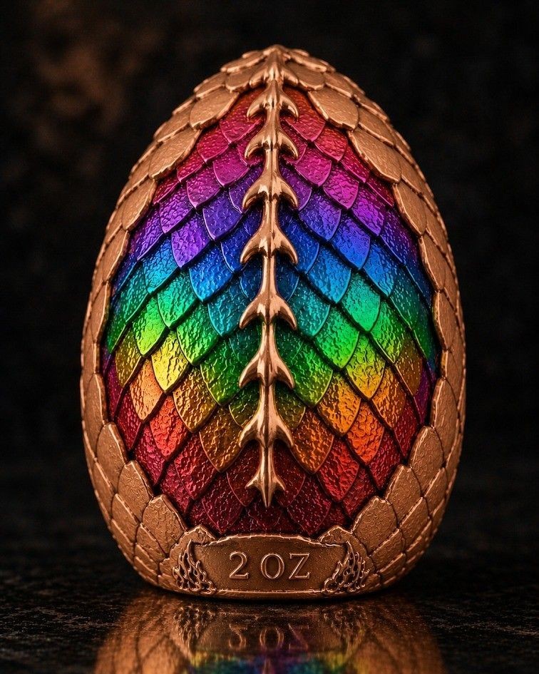Dragon Egg Dome Shaped HR 2 oz Copper Medal