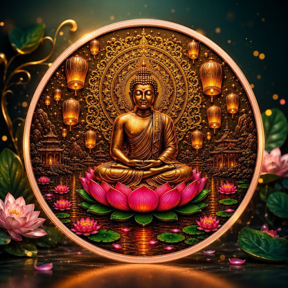 Lotus Buddha Colorized 5 oz Copper Medal