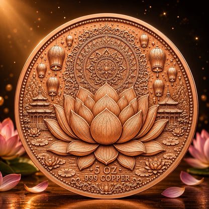 Lotus Buddha Colorized 5 oz Copper Medal