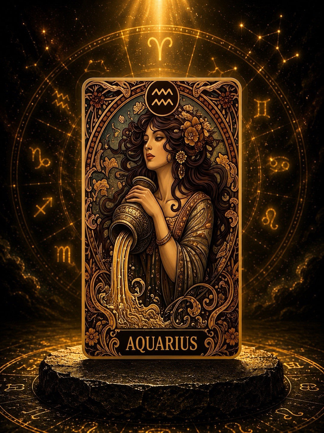 12 Constellations Zodiac Seres: 5oz Copper Art Bar,  Aquarius