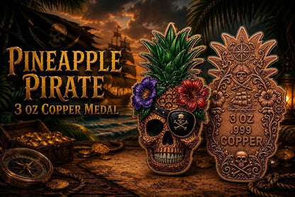 Pineapple Pirate Shaped 3 oz Copper Medal